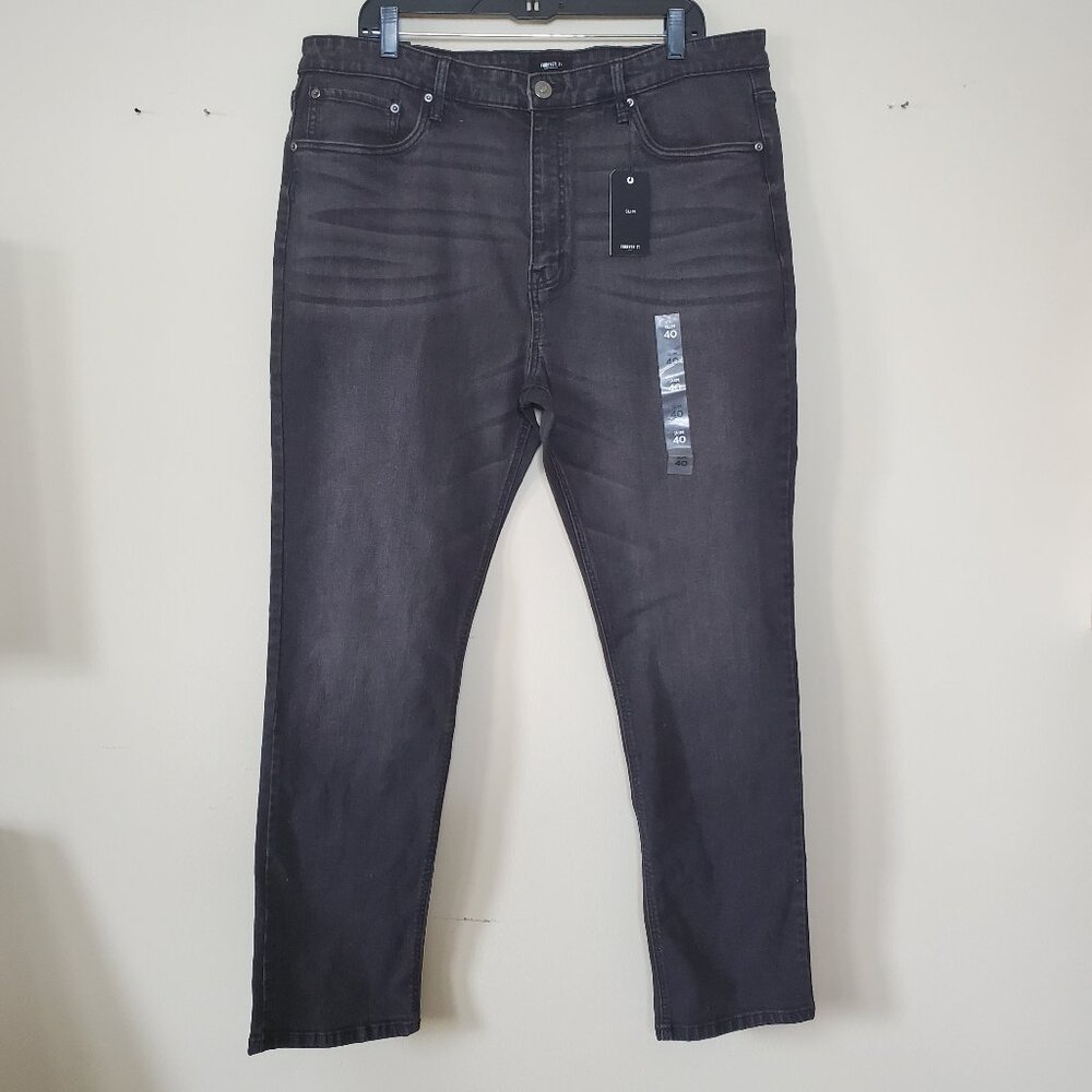 Forever 21 Men's Mid Rise Slim-Fit Denim Washed Jeans SZ 40